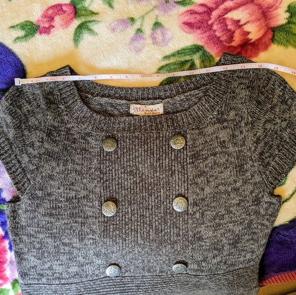 Glimmer by J.J. Basics Gray Sweater Dress with Ornate Buttons, Medium - Picture 6 of 10